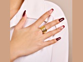 White Cubic Zirconia, 18K Yellow Gold Plated Over Bronze, Cigar Band Prayer Ring, 0.13 carats