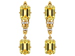 Yellow Citrine Octagon14K Yellow Gold Over Sterling Silver Drop Earrings