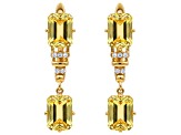 Yellow Citrine Octagon14K Yellow Gold Over Sterling Silver Drop Earrings