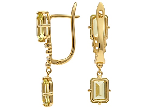 Yellow Citrine Octagon14K Yellow Gold Over Sterling Silver Drop Earrings