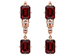 Garnet Octagon 14K Rose Gold Over Sterling Silver Drop Earrings