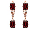 Garnet Octagon 14K Rose Gold Over Sterling Silver Drop Earrings