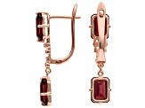 Garnet Octagon 14K Rose Gold Over Sterling Silver Drop Earrings