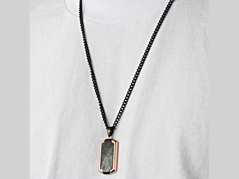 Two-tone Ion-Plated Stainless Steel Dog Tag Pendant