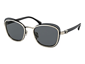 Chanel Black and Gold Tone Cat Eye Frame / Smoke Lenses Sunglasses