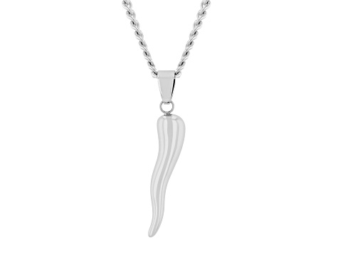 Stainless Steel Cornicello Italian Horn Pendant With Chain