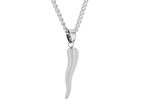 Stainless Steel Cornicello Italian Horn Pendant With Chain