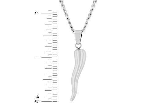 Stainless Steel Cornicello Italian Horn Pendant With Chain
