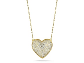 Sterling Statements 14K Yellow Gold Over Sterling Silver Pave Puffed Heart Necklace