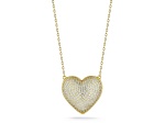 Sterling Statements 14K Yellow Gold Over Sterling Silver Pave Puffed Heart Necklace
