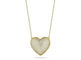 Sterling Statements 14K Yellow Gold Over Sterling Silver Pave Puffed Heart Necklace