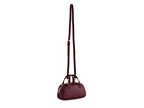 Vallerie Pebble Grain Mini Top Handle Tote, Wine