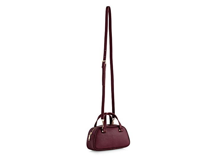 Vallerie Pebble Grain Mini Top Handle Tote, Wine