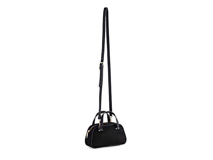 Vallerie Suede Mini Top Handle Tote, Black