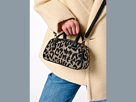 Vallerie Animal Pattern Mini Top Handle Tote, Leopard