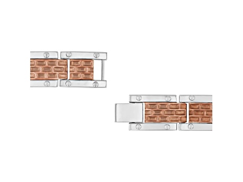 Stainless Steel with Two-Tone Finish Brick Design Link Bracelet
