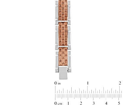 Stainless Steel with Two-Tone Finish Brick Design Link Bracelet