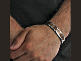 Stainless Steel with Two-Tone Finish Brick Design Link Bracelet