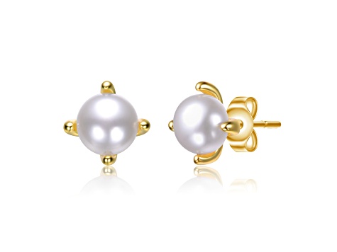 White Pearl, Sterling Silver Solitaire Stud Earrings for Kids/Teens