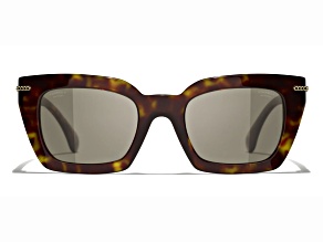 Chanel Brown Tortoise Square Frame with Chain Detail / Brown Polarized Lenses Sunglasses