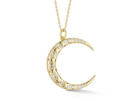 Rachel Zoe 14K Yellow Gold Over Sterling Silver Cubic Zirconia Crescent Moon Pendant Necklace