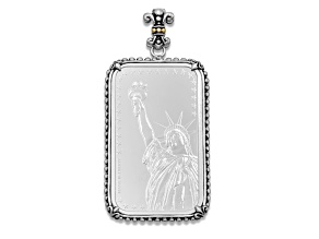 Silver Treasures by Samuel B. 1oz Statue of Liberty Silver Ingot & 18k Gold Accent Bail Enhancer