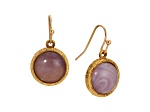 Silver Tone Round Stone Wire Earrings