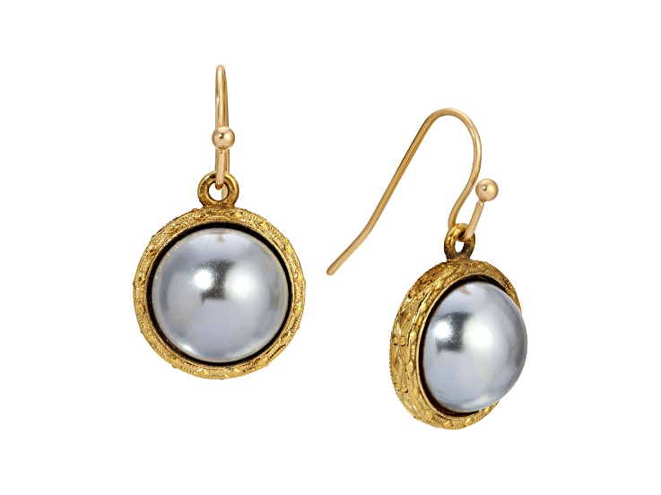 Silver Tone Round Stone Wire Earrings