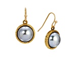 Silver Tone Round Stone Wire Earrings