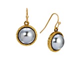 Silver Tone Round Stone Wire Earrings