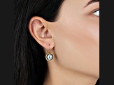Silver Tone Round Stone Wire Earrings