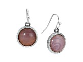 Silver Tone Round Stone Wire Earrings