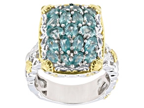 Teal Dauphin Apatite Rhodium And 24K Gold Over Palladium Sterling Silver Ring 2.31ctw