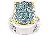 Teal Dauphin Apatite Rhodium And 24K Gold Over Palladium Sterling Silver Ring 2.31ctw