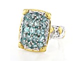 Teal Dauphin Apatite Rhodium And 24K Gold Over Palladium Sterling Silver Ring 2.31ctw