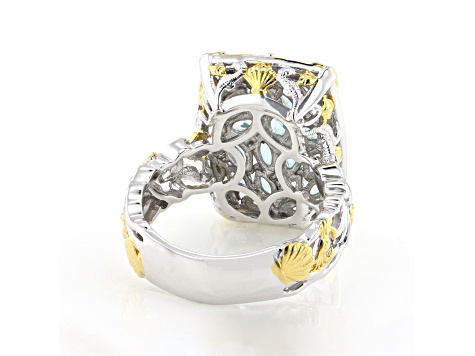 Teal Dauphin Apatite Rhodium And 24K Gold Over Palladium Sterling Silver Ring 2.31ctw