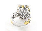 Teal Dauphin Apatite Rhodium And 24K Gold Over Palladium Sterling Silver Ring 2.31ctw
