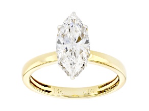 Certified White Marquise Lab-Grown Diamond F VS1 14K Yellow Gold Hidden Halo Solitaire Ring 2.00ctw