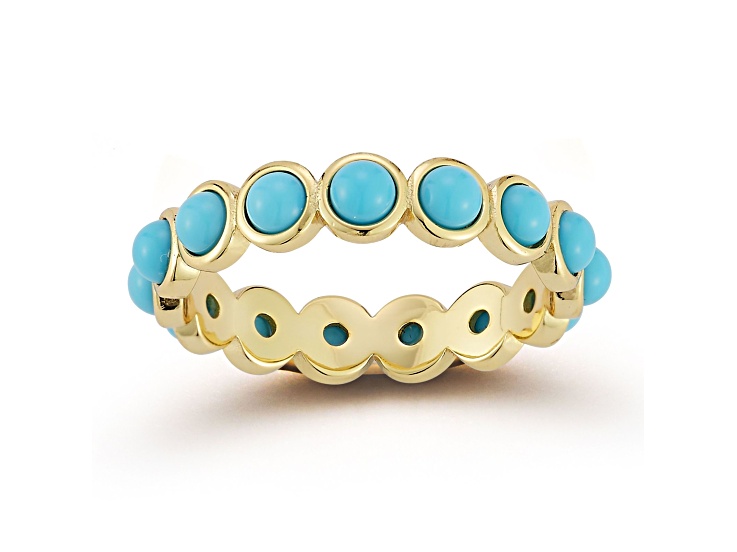 Rachel Zoe 14K Yellow Gold Over Sterling Silver Lab Created Turquoise Eternity Band Ring