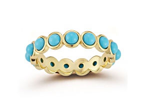 Rachel Zoe 14K Yellow Gold Over Sterling Silver Lab Created Turquoise Eternity Band Ring