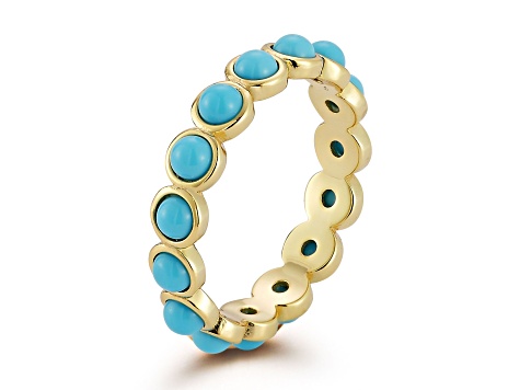 Rachel Zoe 14K Yellow Gold Over Sterling Silver Lab Created Turquoise Eternity Band Ring