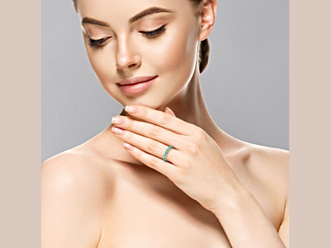 Rachel Zoe 14K Yellow Gold Over Sterling Silver Lab Created Turquoise Eternity Band Ring