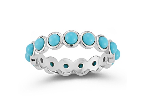 Rachel Zoe Rhodium Over Sterling Silver Lab Created Turquoise Eternity Band Ring