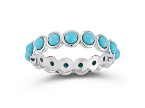 Rachel Zoe Rhodium Over Sterling Silver Lab Created Turquoise Eternity Band Ring