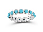 Rachel Zoe Rhodium Over Sterling Silver Lab Created Turquoise Eternity Band Ring