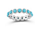 Rachel Zoe Rhodium Over Sterling Silver Lab Created Turquoise Eternity Band Ring