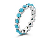 Rachel Zoe Rhodium Over Sterling Silver Lab Created Turquoise Eternity Band Ring