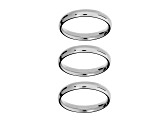 Sophisticated Steel, Set Of 3 Band Rings 3MM