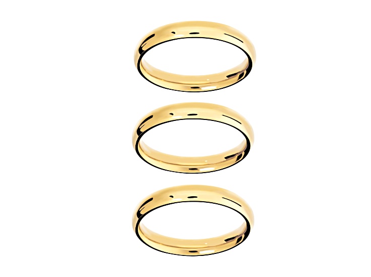 Sophisticated Steel Gold tone, Set Of 3 Band Rings 3MM