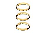 Sophisticated Steel Gold tone, Set Of 3 Band Rings 3MM